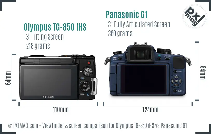 Olympus TG-850 iHS vs Panasonic G1 Screen and Viewfinder comparison