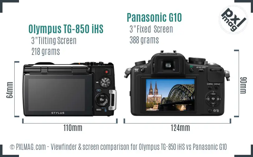 Olympus TG-850 iHS vs Panasonic G10 Screen and Viewfinder comparison