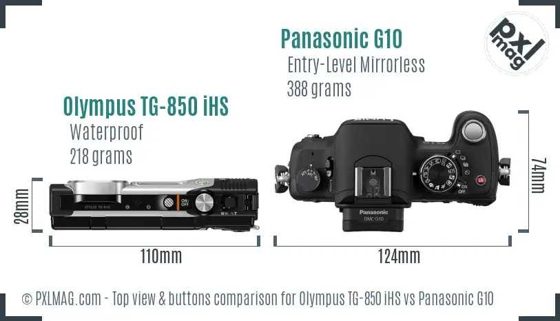 Olympus TG-850 iHS vs Panasonic G10 top view buttons comparison