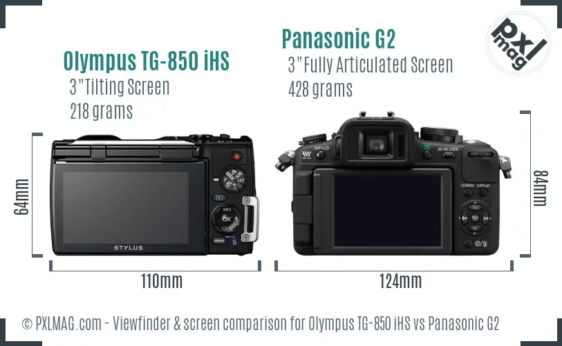 Olympus TG-850 iHS vs Panasonic G2 Screen and Viewfinder comparison