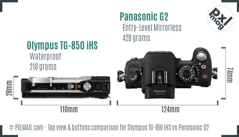 Olympus TG-850 iHS vs Panasonic G2 top view buttons comparison