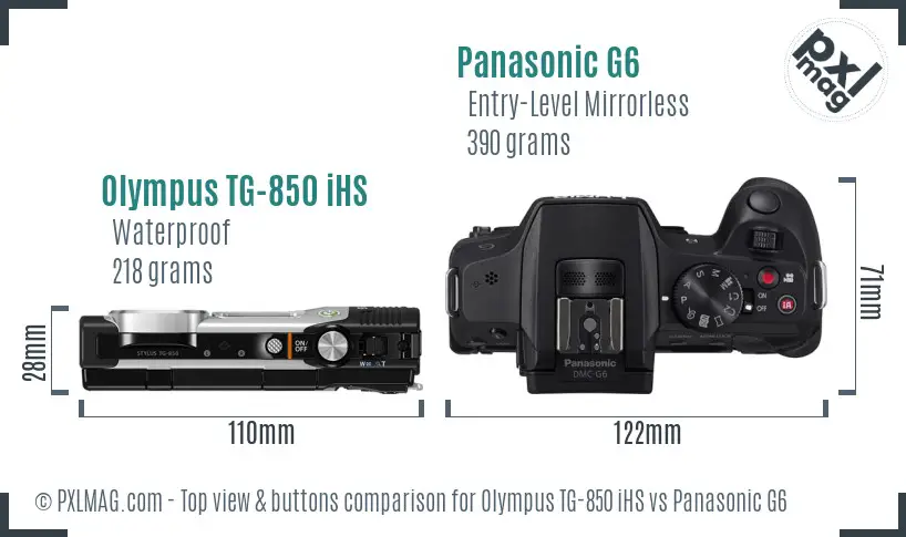 Olympus TG-850 iHS vs Panasonic G6 top view buttons comparison