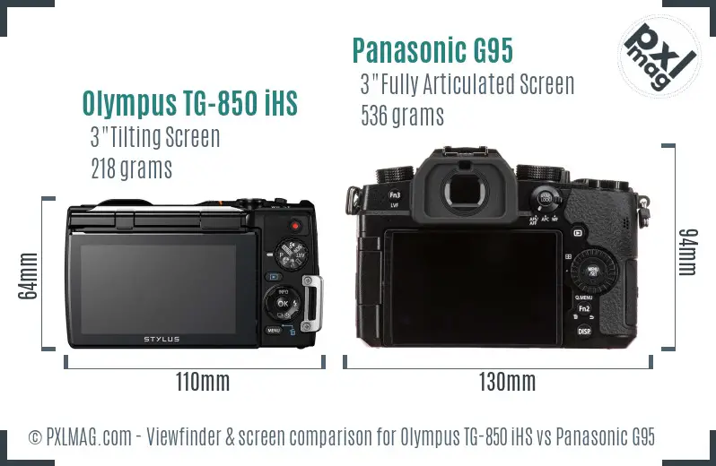 Olympus TG-850 iHS vs Panasonic G95 Screen and Viewfinder comparison Olympus TG-850 iHS vs Panasonic G95 Screen and Viewfinder comparison