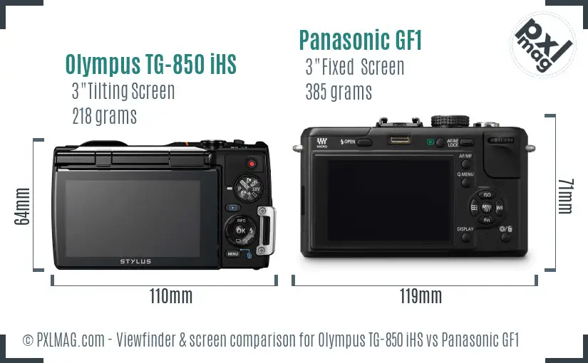 Olympus TG-850 iHS vs Panasonic GF1 Screen and Viewfinder comparison