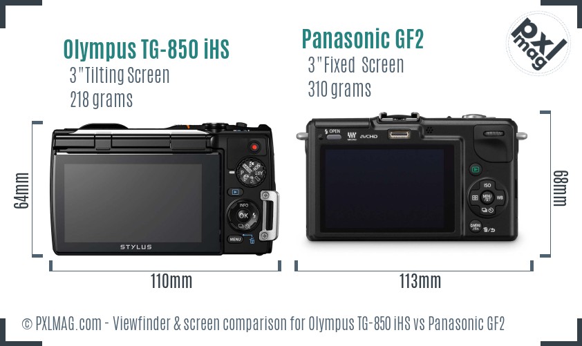 Olympus TG-850 iHS vs Panasonic GF2 Screen and Viewfinder comparison