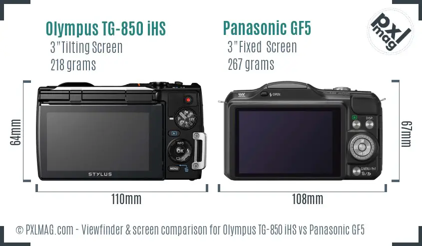 Olympus TG-850 iHS vs Panasonic GF5 Screen and Viewfinder comparison Olympus TG-850 iHS vs Panasonic GF5 Screen and Viewfinder comparison
