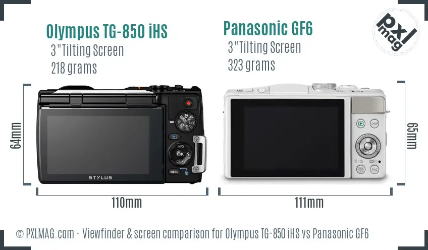 Olympus TG-850 iHS vs Panasonic GF6 Screen and Viewfinder comparison