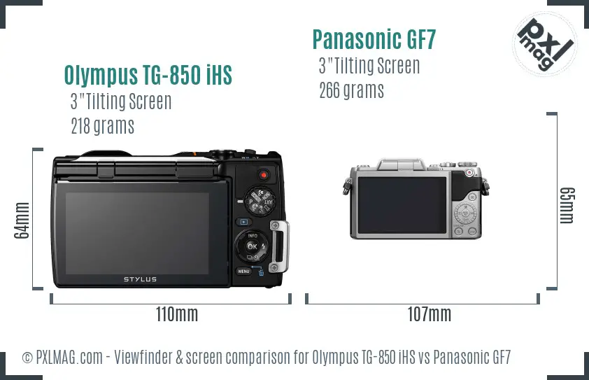 Olympus TG-850 iHS vs Panasonic GF7 Screen and Viewfinder comparison