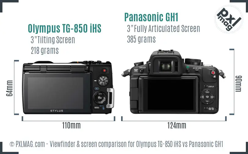 Olympus TG-850 iHS vs Panasonic GH1 Screen and Viewfinder comparison