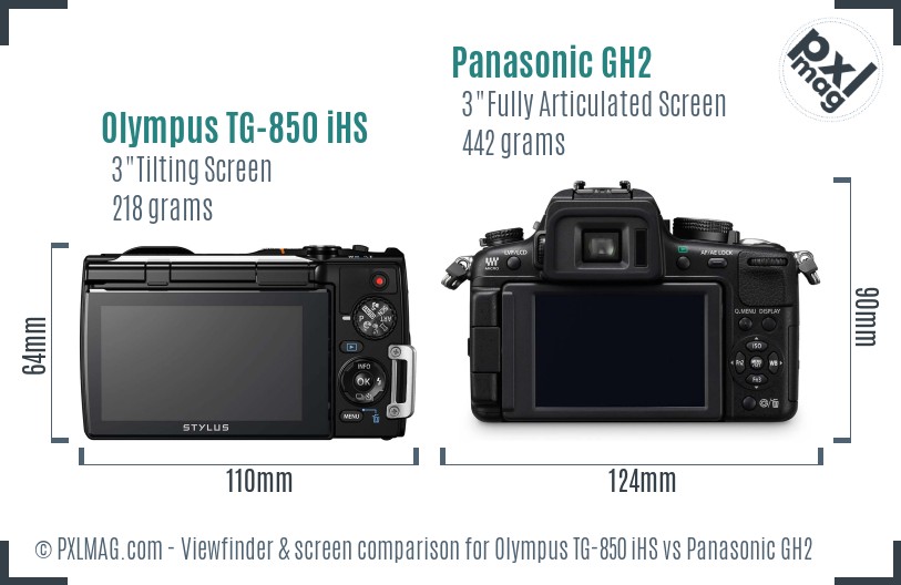 Olympus TG-850 iHS vs Panasonic GH2 Screen and Viewfinder comparison