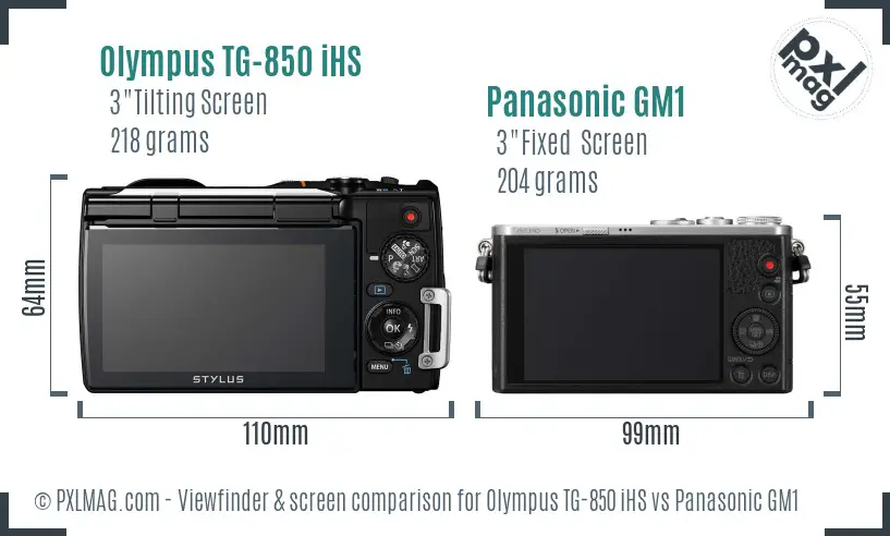 Olympus TG-850 iHS vs Panasonic GM1 Screen and Viewfinder comparison