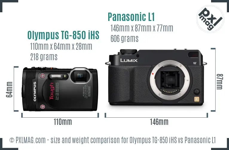 Olympus TG-850 iHS vs Panasonic L1 size comparison Olympus TG-850 iHS vs Panasonic L1 size comparison