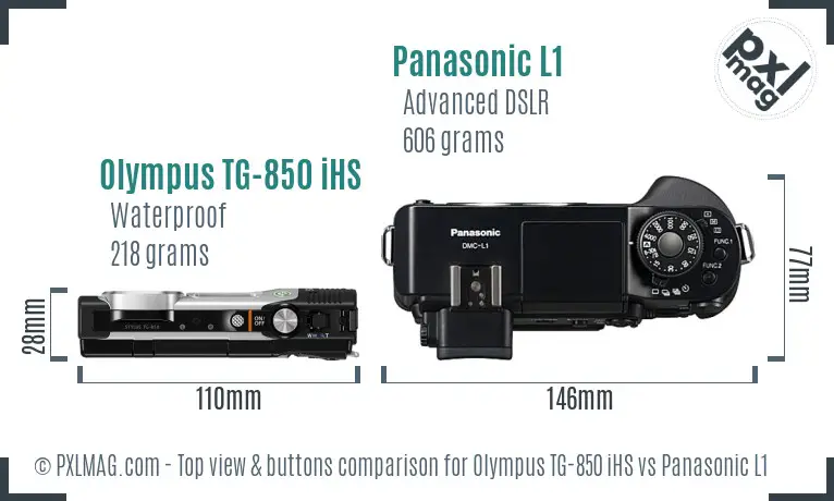 Olympus TG-850 iHS vs Panasonic L1 top view buttons comparison Olympus TG-850 iHS vs Panasonic L1 top view buttons comparison
