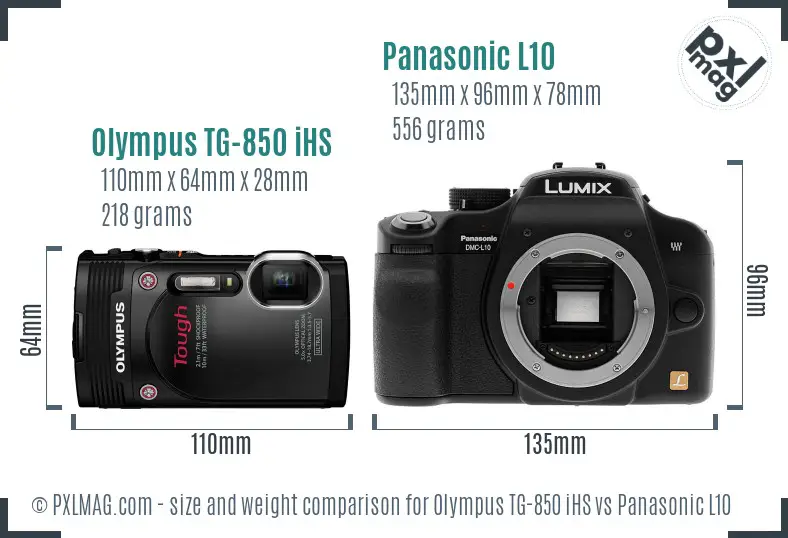 Olympus TG-850 iHS vs Panasonic L10 size comparison