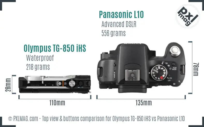 Olympus TG-850 iHS vs Panasonic L10 top view buttons comparison