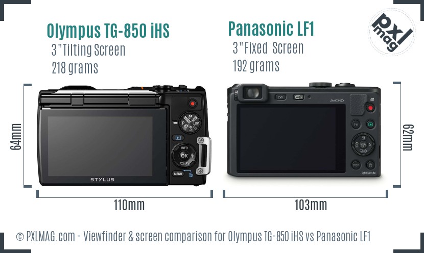 Olympus TG-850 iHS vs Panasonic LF1 Screen and Viewfinder comparison