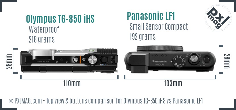 Olympus TG-850 iHS vs Panasonic LF1 top view buttons comparison