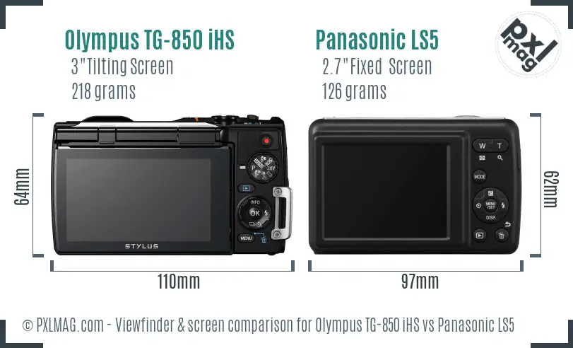 Olympus TG-850 iHS vs Panasonic LS5 Screen and Viewfinder comparison