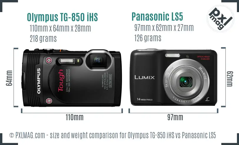 Olympus TG-850 iHS vs Panasonic LS5 size comparison