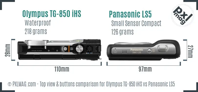 Olympus TG-850 iHS vs Panasonic LS5 top view buttons comparison