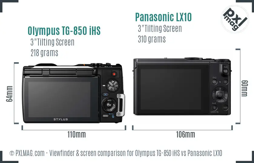 Olympus TG-850 iHS vs Panasonic LX10 Screen and Viewfinder comparison