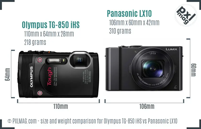 Olympus TG-850 iHS vs Panasonic LX10 size comparison