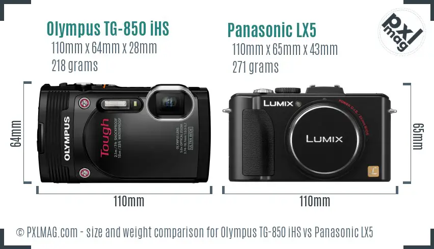 Olympus TG-850 iHS vs Panasonic LX5 size comparison Olympus TG-850 iHS vs Panasonic LX5 size comparison