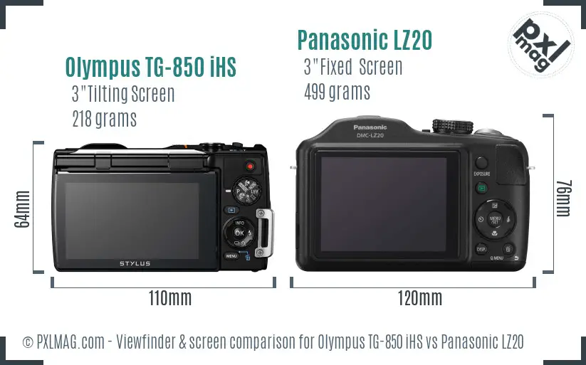 Olympus TG-850 iHS vs Panasonic LZ20 Screen and Viewfinder comparison