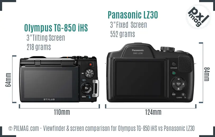 Olympus TG-850 iHS vs Panasonic LZ30 Screen and Viewfinder comparison Olympus TG-850 iHS vs Panasonic LZ30 Screen and Viewfinder comparison