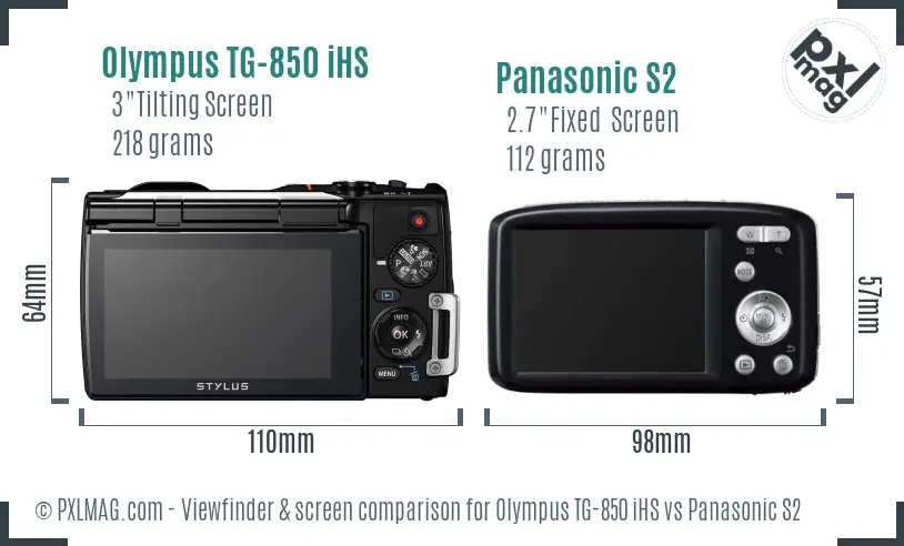 Olympus TG-850 iHS vs Panasonic S2 Screen and Viewfinder comparison