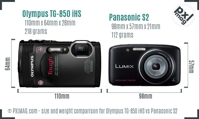 Olympus TG-850 iHS vs Panasonic S2 size comparison