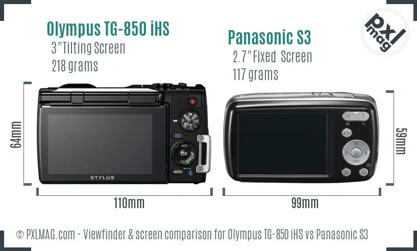 Olympus TG-850 iHS vs Panasonic S3 Screen and Viewfinder comparison