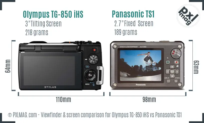 Olympus TG-850 iHS vs Panasonic TS1 Screen and Viewfinder comparison