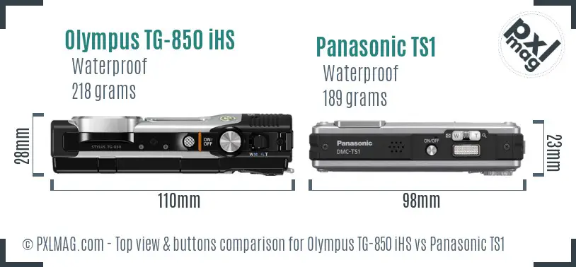 Olympus TG-850 iHS vs Panasonic TS1 top view buttons comparison