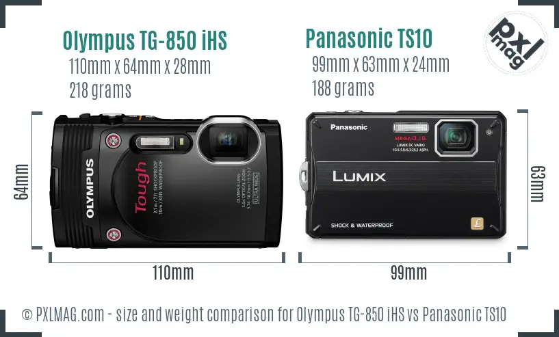 Olympus TG-850 iHS vs Panasonic TS10 size comparison Olympus TG-850 iHS vs Panasonic TS10 size comparison