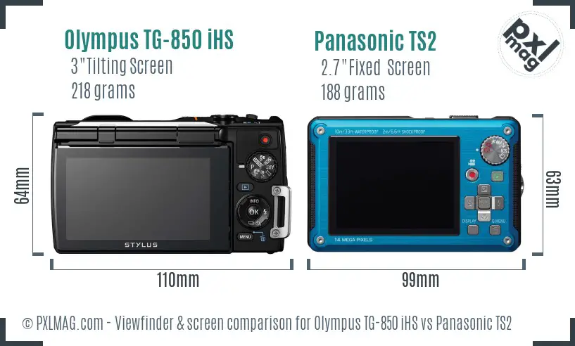 Olympus TG-850 iHS vs Panasonic TS2 Screen and Viewfinder comparison Olympus TG-850 iHS vs Panasonic TS2 Screen and Viewfinder comparison