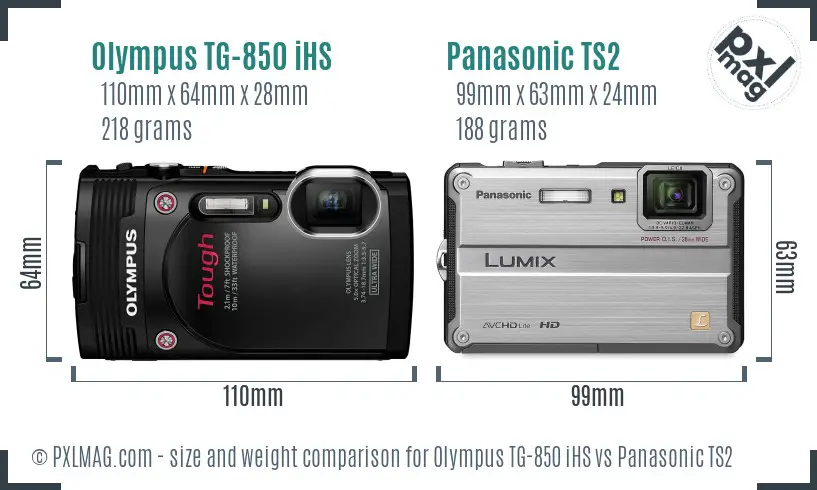 Olympus TG-850 iHS vs Panasonic TS2 size comparison Olympus TG-850 iHS vs Panasonic TS2 size comparison
