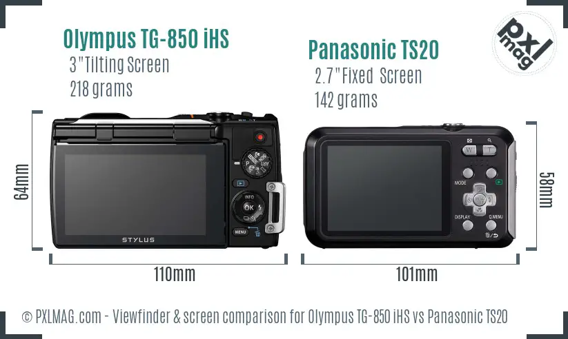 Olympus TG-850 iHS vs Panasonic TS20 Screen and Viewfinder comparison