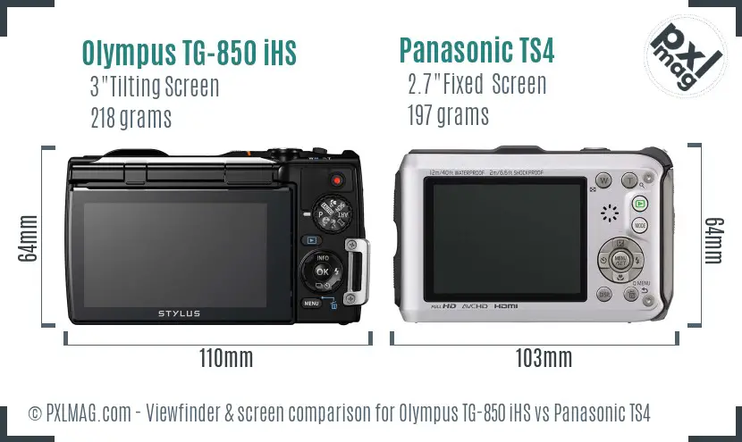 Olympus TG-850 iHS vs Panasonic TS4 Screen and Viewfinder comparison