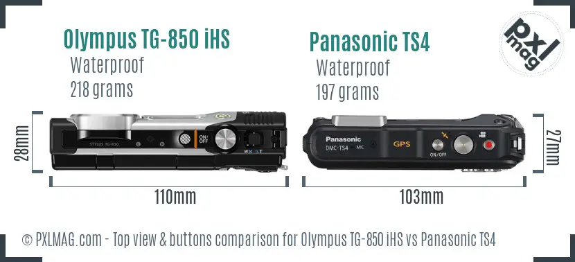 Olympus TG-850 iHS vs Panasonic TS4 top view buttons comparison