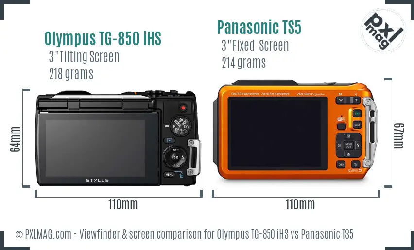 Olympus TG-850 iHS vs Panasonic TS5 Screen and Viewfinder comparison