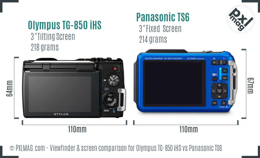 Olympus TG-850 iHS vs Panasonic TS6 Screen and Viewfinder comparison