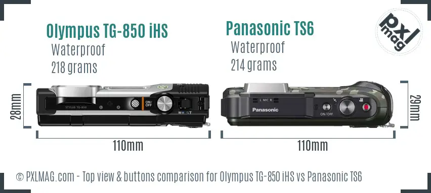 Olympus TG-850 iHS vs Panasonic TS6 top view buttons comparison