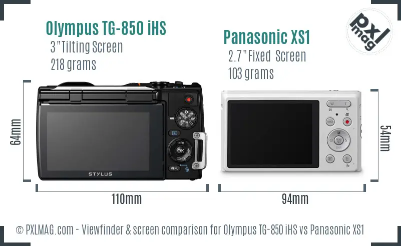 Olympus TG-850 iHS vs Panasonic XS1 Screen and Viewfinder comparison