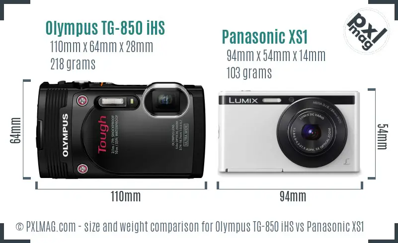 Olympus TG-850 iHS vs Panasonic XS1 size comparison