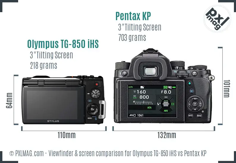 Olympus TG-850 iHS vs Pentax KP Screen and Viewfinder comparison Olympus TG-850 iHS vs Pentax KP Screen and Viewfinder comparison