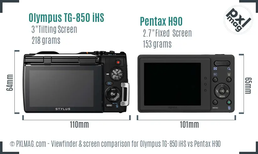 Olympus TG-850 iHS vs Pentax H90 Screen and Viewfinder comparison