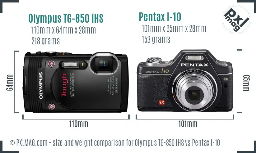 Olympus TG-850 iHS vs Pentax I-10 size comparison