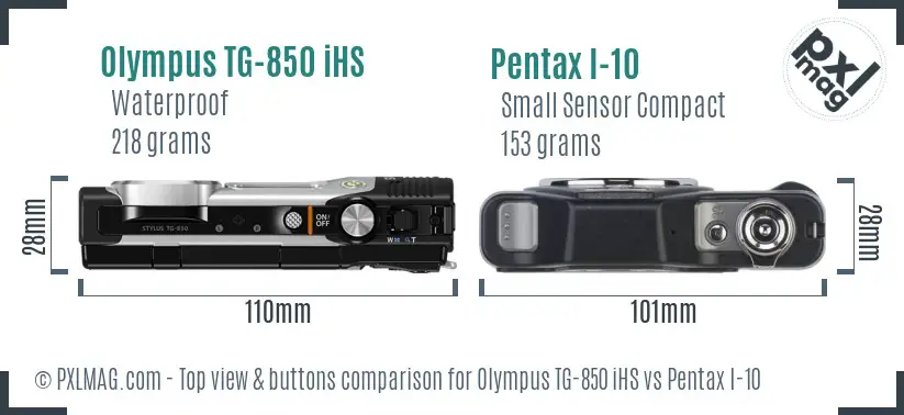 Olympus TG-850 iHS vs Pentax I-10 top view buttons comparison