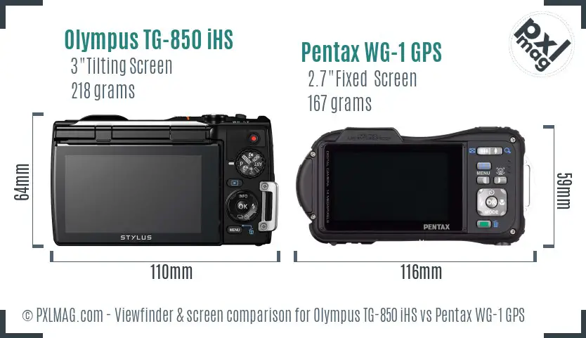 Olympus TG-850 iHS vs Pentax WG-1 GPS Screen and Viewfinder comparison